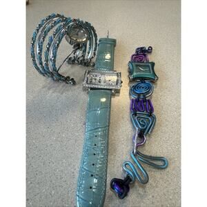 Lot Of 3 Aqua Costume Jewelry Watches
